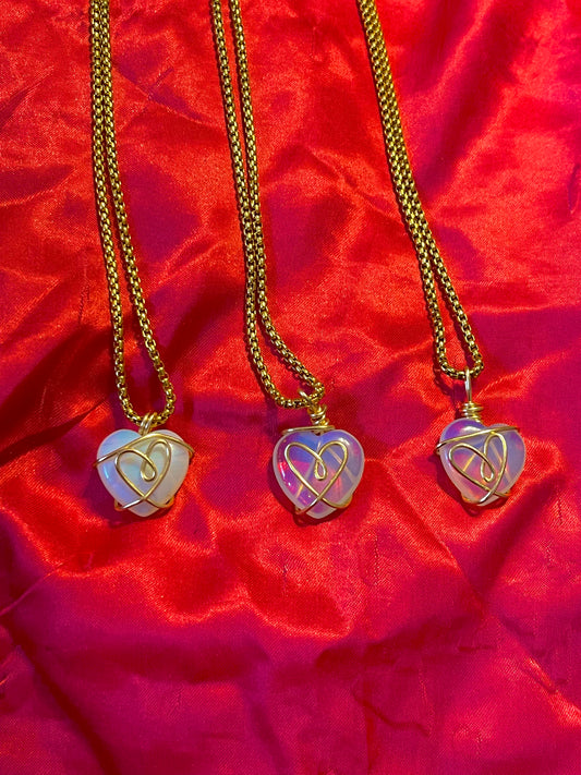 Heart Shaped Opal Necklace