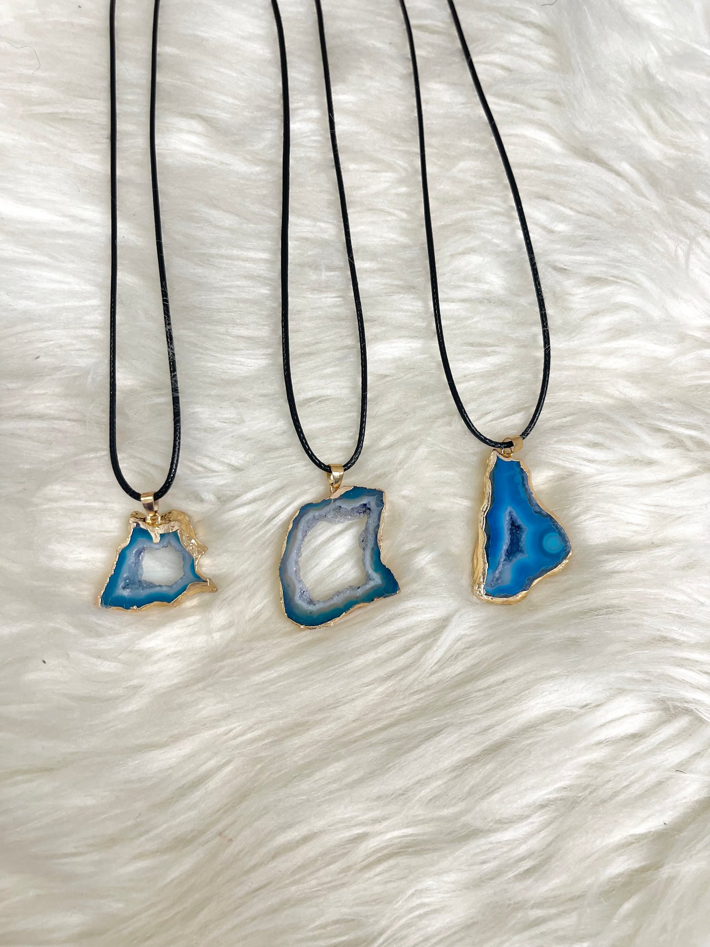 Ocean Blue Agate Slab Necklace